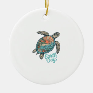 Décoration En Céramique Chemise de conception de gravure vintage de tortue