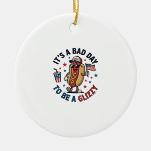 Décoration En Céramique Chemise de gravure vintage de hot dog patriotique 