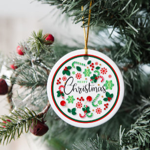 Décoration En Céramique Chemise de Noël Rouge Vert Joyeux