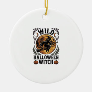 Décoration En Céramique Chemise de sorcière Halloween Balai vintage graphi
