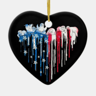 Décoration En Céramique Chemise en T de l'Aquarelle du Coeur de Sloth Bleu