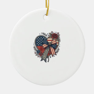 Décoration En Céramique Chemise Fleurie à Nœud Papillon Cœur Patriotique V