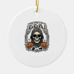 Décoration En Céramique Chemise Graphique Crâne Halloween Gravure Vintage 