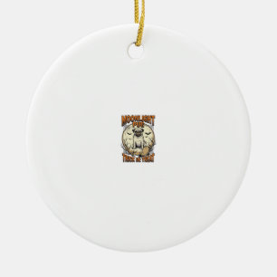Décoration En Céramique Chemise Halloween Pug avec gravure vintage Moon_1
