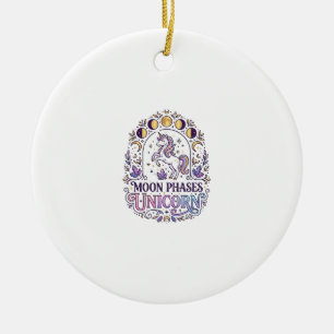 Décoration En Céramique Chemise Licorne Phases de Lune Licorne Fond Blanc