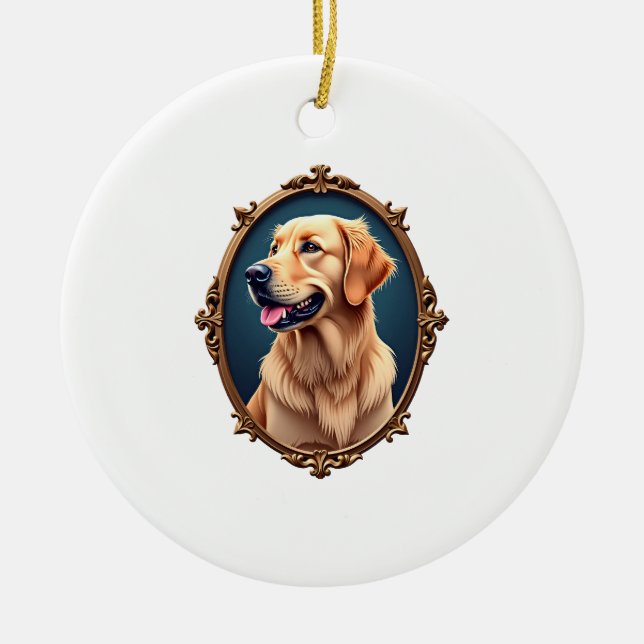 Décoration En Céramique Chemise ovale cameo Retriever doré patriotique 2 (Devant)