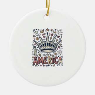 Décoration En Céramique Chemise Patriotique Couronne Liberté Vintage Améri