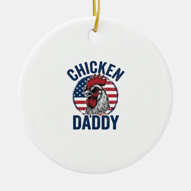 Décoration En Céramique Chemise patriotique vintage Coq Papa Poulet Desi (Devant)