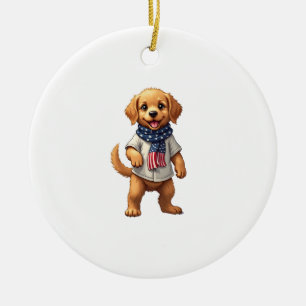Décoration En Céramique Chemise Patriotique Vintage de Chiots Dorés Améric