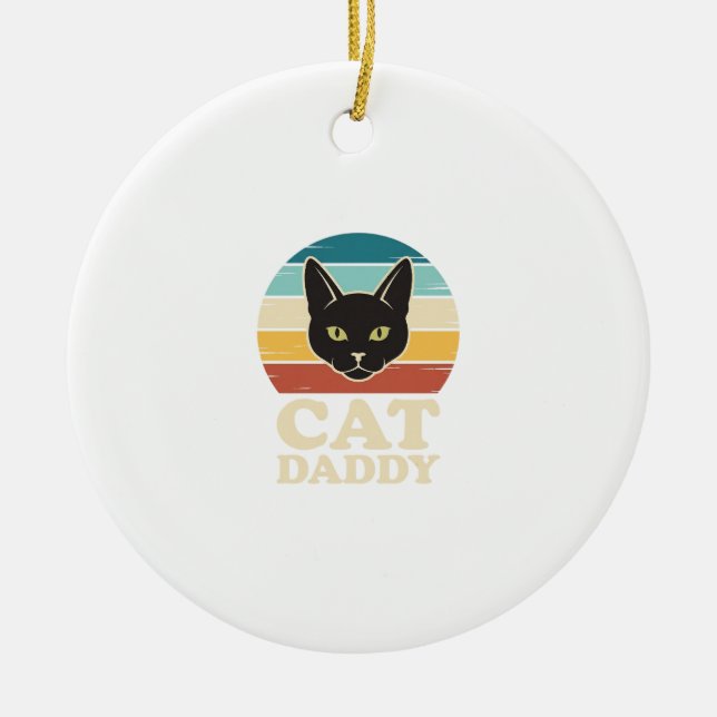 Décoration En Céramique Chemise Rétro Crépuscule Chat Noir Vintage Cat Dad (Devant)