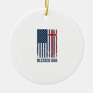 Décoration En Céramique Chemise vintage croix drapeau chrétien papa bénie