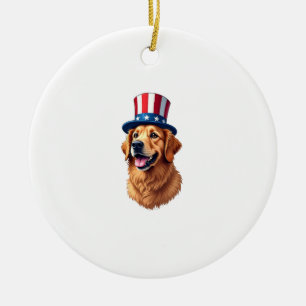 Décoration En Céramique Chemise vintage retriever doré du quatre juillet