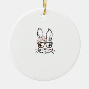 Décoration En Céramique Chemise visage de lapin mignon Lunettes imprimées 