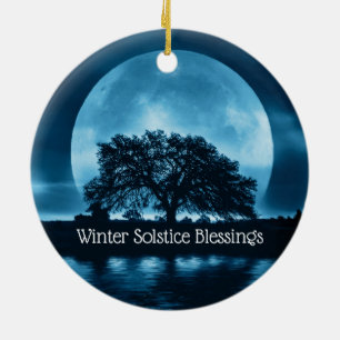 Décoration En Céramique Chêne du solstice d'hiver et grande pleine lune