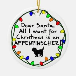 Décoration En Céramique Cher Père Noël Affenpinscher