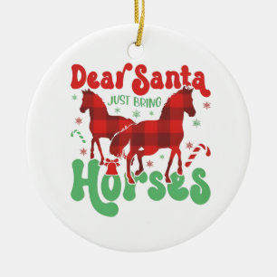 Décoration En Céramique Cher Père Noël, apportez juste les chevaux, Noël d