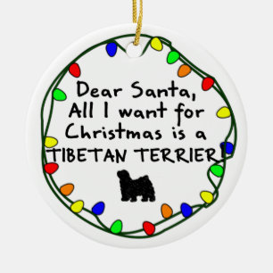 Décoration En Céramique Cher Père Noël Terrier tibétain