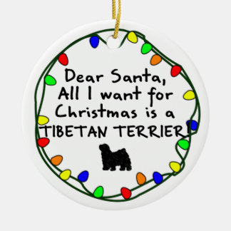 Décoration En Céramique Cher Père Noël Terrier tibétain