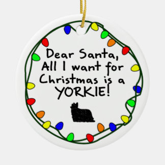 Décoration En Céramique Cher Père Noël Yorkie