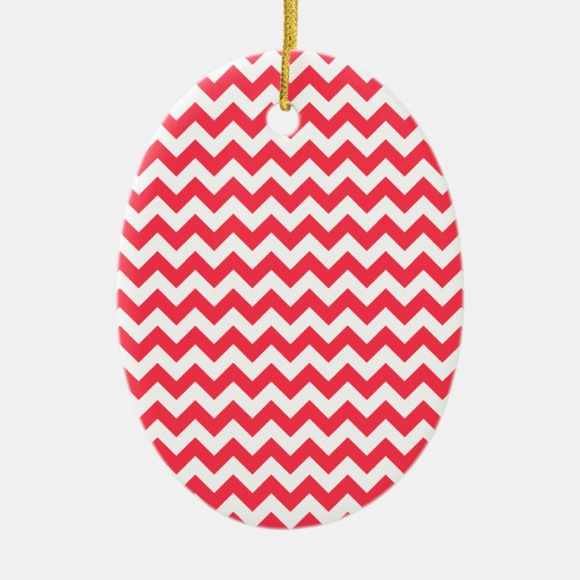 Décoration En Céramique Cherry Red Chevron Zigzag (Devant)