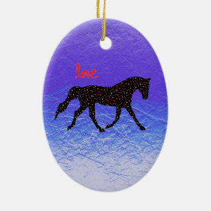 Décoration En Céramique Cheval, amour et coeurs