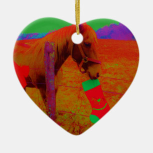 Décoration En Céramique Cheval arc-en-ciel de Noël