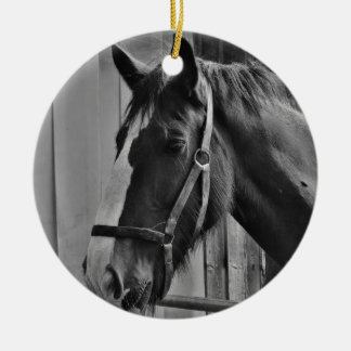 Décoration En Céramique Cheval blanc noir - Art de la photographie animale
