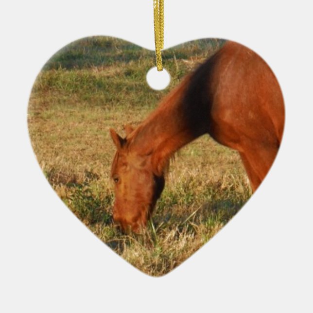 Décoration En Céramique Cheval Brown aux pins (Devant)