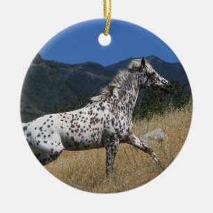 Décoration En Céramique Cheval d'Appaloosa courant la montagne