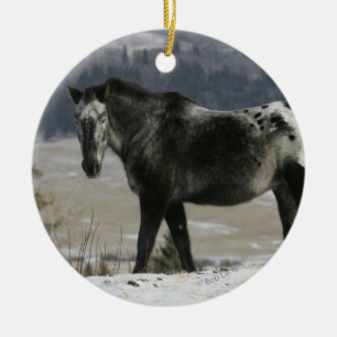 Décoration En Céramique Cheval d'Appaloosa dans la neige