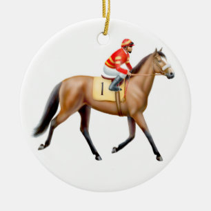 Décoration En Céramique Cheval de course trottant à l'ornement de courrie