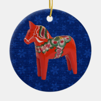 Décoration En Céramique Cheval de Dala de Suédois sur le champ des étoiles