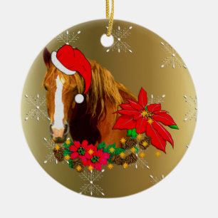 Décoration En Céramique Cheval de Noël