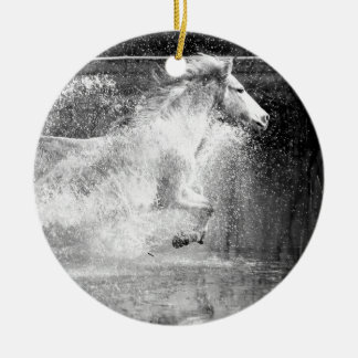 Décoration En Céramique Cheval d'eau blanche à galop