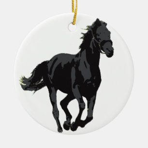 Décoration En Céramique Cheval - étalon noir