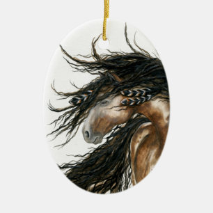 Décoration En Céramique Cheval majestueux de mustang par l'ornement de