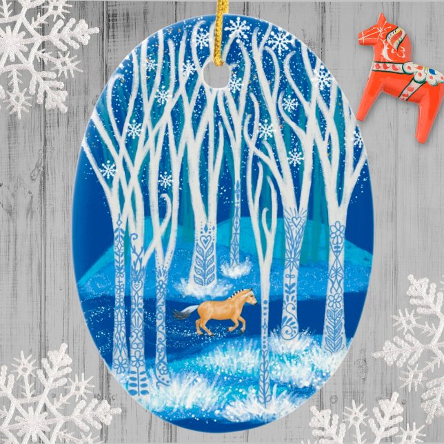 Décoration En Céramique Cheval nordique du fjord d'hiver (Créateur téléchargé)