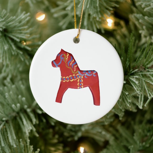 Décoration En Céramique Cheval Rouge (Arbre)