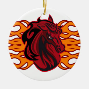 Décoration En Céramique Cheval rouge sauvage de mustang