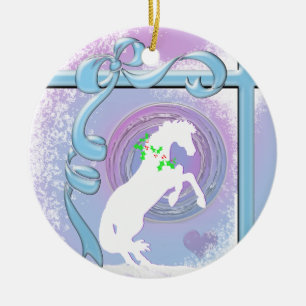 Décoration En Céramique Chevaux de Coeur Blanc V Vacances (Rose/Lav Swirl/