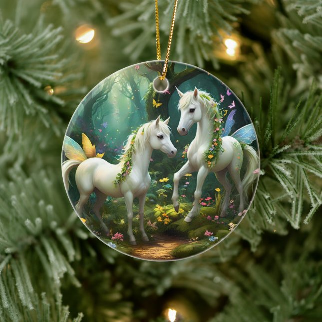 Décoration En Céramique Chevaux D'Imaginaire De Pixie Blanche Dans Le Jard (Arbre)