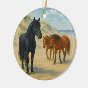 Décoration En Céramique Chevaux sauvages de Corolla Caroline du Nord Aquar