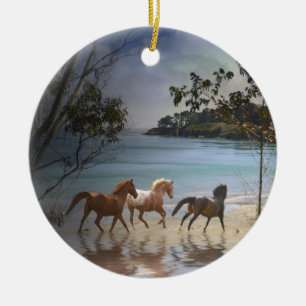 Décoration En Céramique Chevaux sur l'ornement de plage