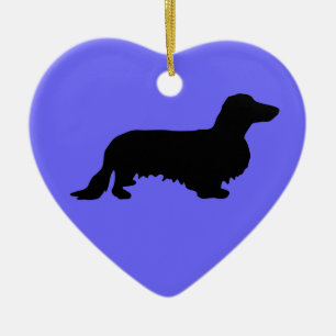 Décoration En Céramique Cheveux longs Dachshund - Silhouette 1