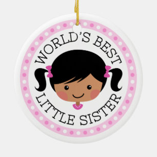 Décoration En Céramique Cheveux noirs de la meilleure de petite soeur des