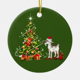 Décoration En Céramique Chèvre avec lumières Casquettes Noël