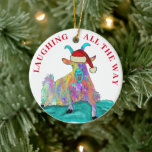 Décoration En Céramique Chèvre drôle rire tout le chemin citer<br><div class="desc">Noël est passé au niveau supérieur avec cette chèvre colorée qui rit. Chèvre amusante portant une illustration de chapeau de Père Noël et une citation ‘riant tout du long’. Une décoration de Noël amusante pour mettre sur l'arbre de Noël et une façon amusante de pimenter noël avec des amis et...</div>