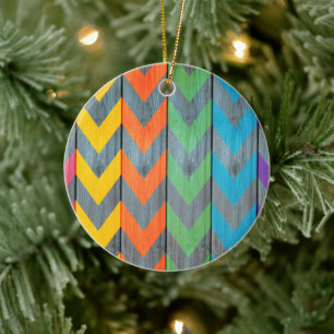 Décoration En Céramique Chevron Motif On Wood Texture par Shirley Taylor