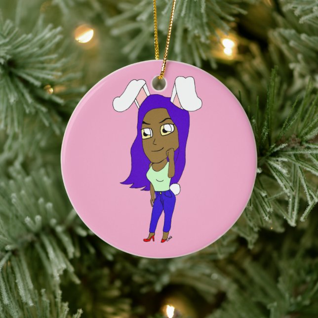 Décoration En Céramique Chibi Lapine Féminine (Arbre)