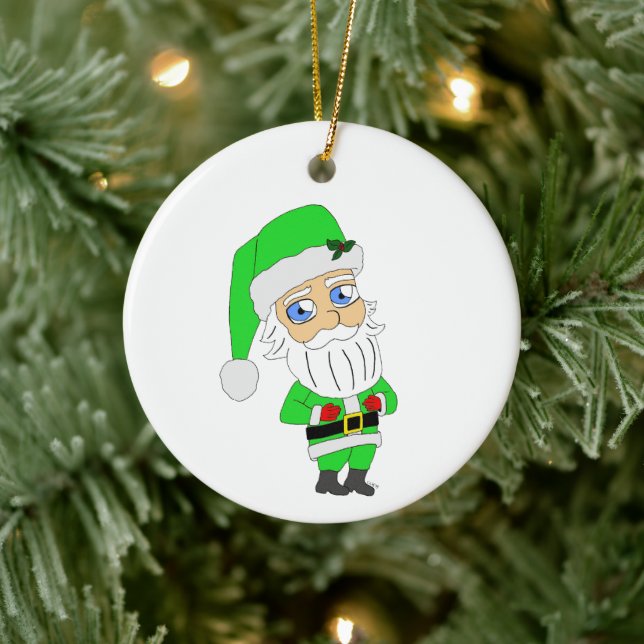 Décoration En Céramique Chibi Santa green suit (Arbre)